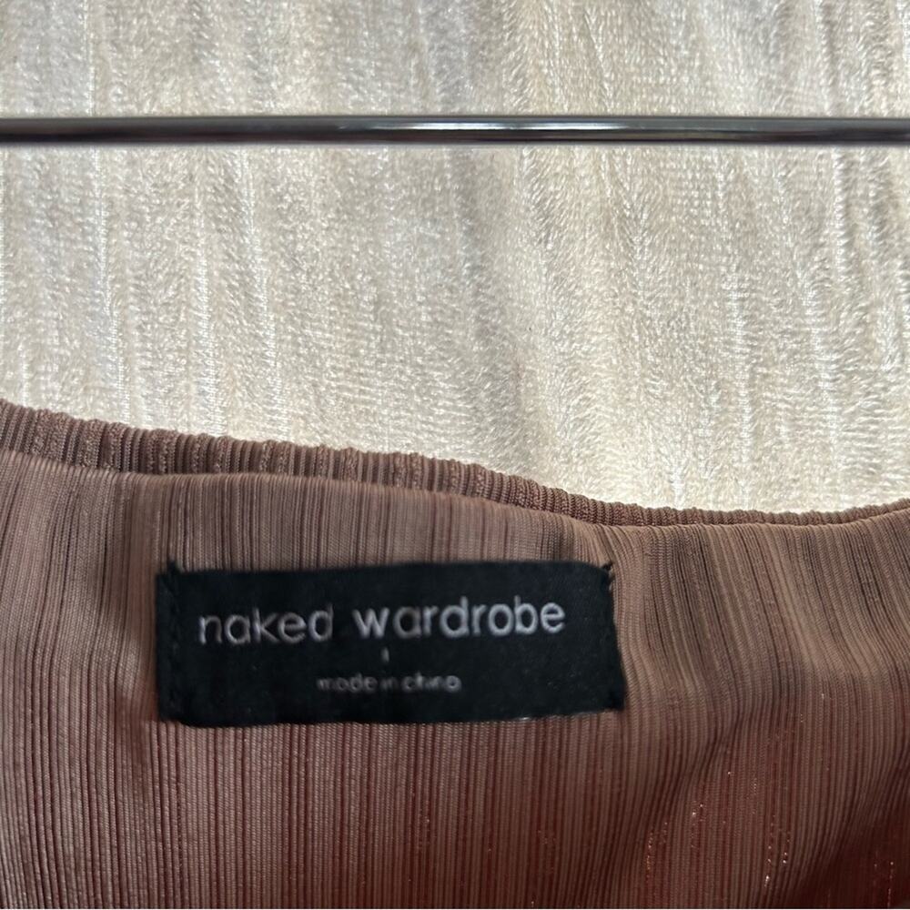 Naked Wardrobe Ruched Tan Bodycon Mini Skirt Elastic Waist NEW Size L - Picture 2 of 5